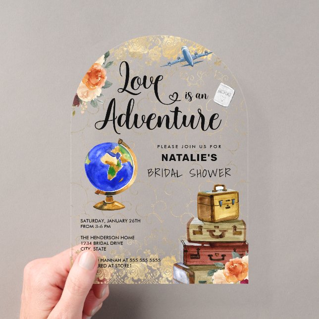 Invitations En Acrylique Voyager l'amour est une Fête des mariées d'aventur (In situ (ordinateur de poche))