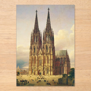 Invitations En Acrylique Vue de la cathédrale gothique de Cologne dans tout