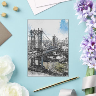 Invitations En Acrylique Watercolor Brooklyn Bridge Mariage acrylique
