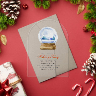 Invitations En Acrylique Watercolor Modern Snow Globe Fête