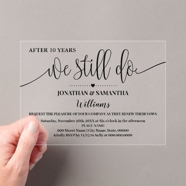 Invitations En Acrylique We still do Modern Minimalist Wedding Anniversary (In situ (ordinateur de poche))