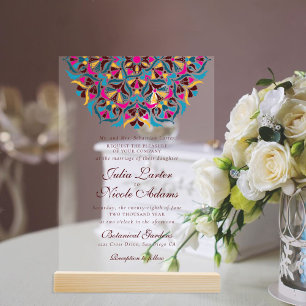 Invitations En Acrylique Whimsical Luxury ivoire Floral Style Mariage front
