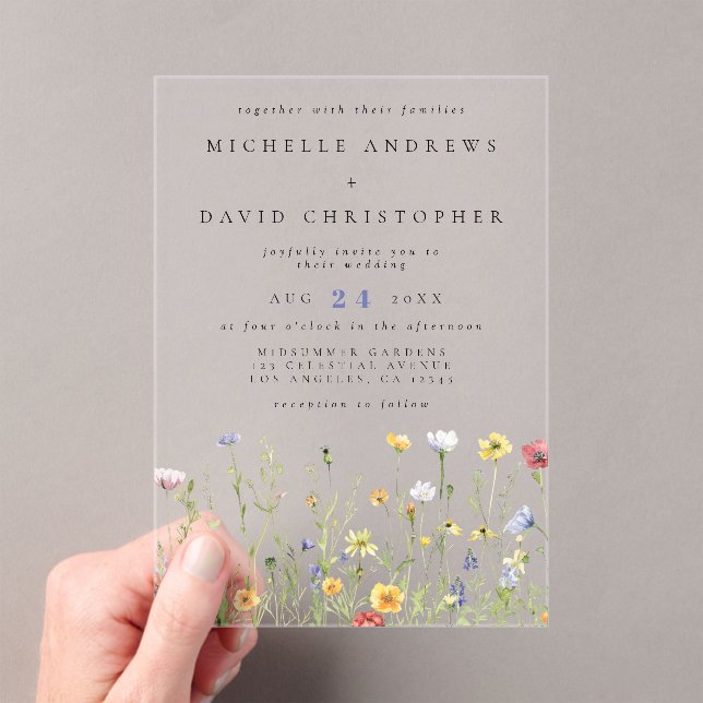Invitations En Acrylique Whimsical Rustic Fleur sauvage Mariage (In situ (ordinateur de poche))