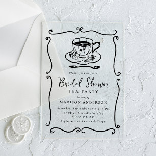 Invitations En Acrylique Whimsical Vintage Fête des mariées Tea Party