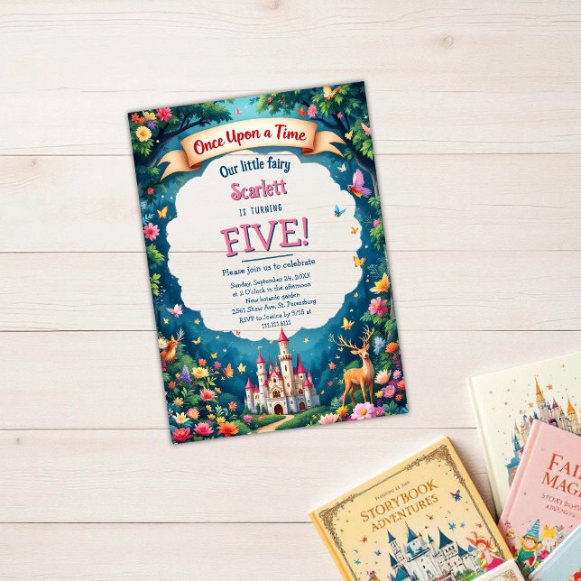 Invitations En Acrylique Whimsical Woodland Castle Fairytale Anniversaire d (Créateur téléchargé)
