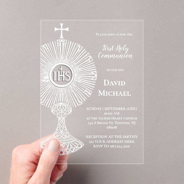 Invitations En Acrylique white monstrance | First Holy Communion (In situ (ordinateur de poche))