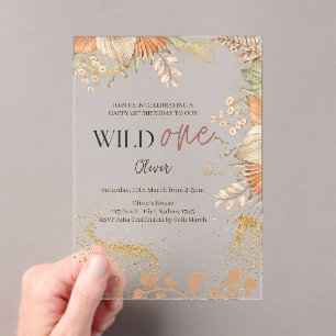 Invitations En Acrylique Wild One retro thème boho Premier anniversaire