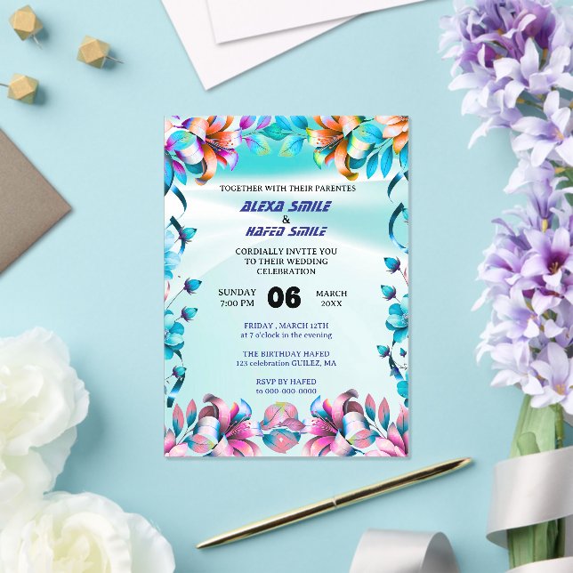 Invitations En Acrylique Wildflower Gatefold Wedding Invitation, Pretty Wed (Insitu (Mariage))
