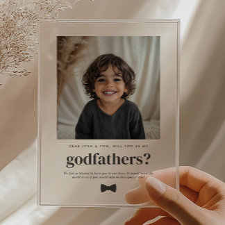 Invitations En Acrylique Will You Be My Godfathers Photo Proposal
