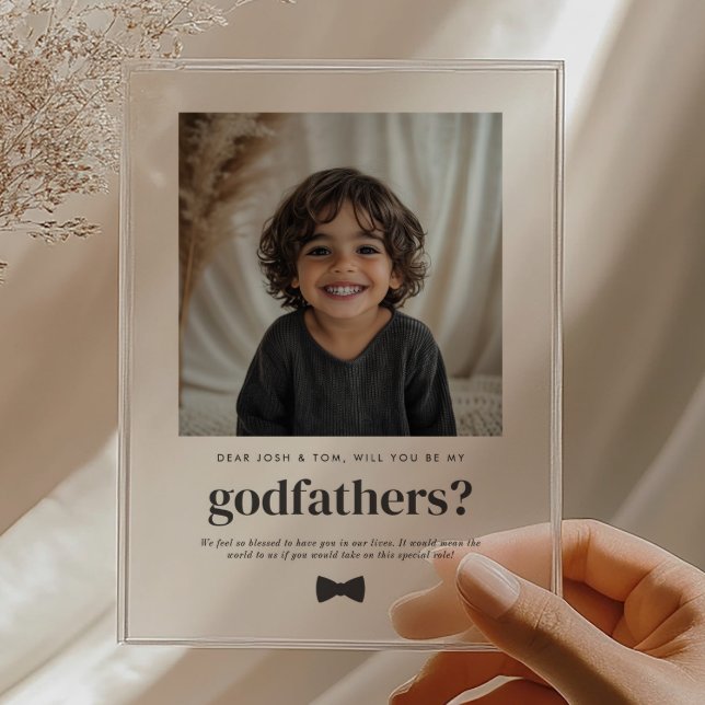 Invitations En Acrylique Will You Be My Godfathers Photo Proposal (Zazzle Will You Be My Godfathers Photo Proposal Acrylic Invitations)