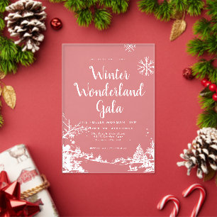 Invitations En Acrylique Winter Wonderland Christmas Party