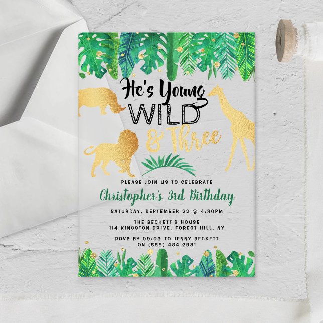 Invitations En Acrylique Young Wild & Three Boys Troisième anniversaire (Créateur téléchargé)