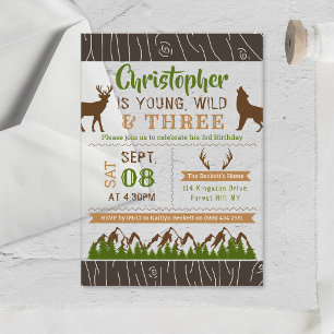 Invitations En Acrylique Young Wild & Trois garçons pour un troisième anniv