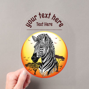 Invitations En Acrylique Zèbre Savane africaine Animal sauvage