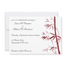 Invitations en bambou rouges de mariage
