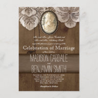 Invitations en bois de mariage de camée de