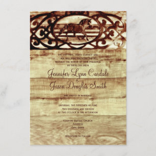 Invitations en bois de mariage de cheval de grange