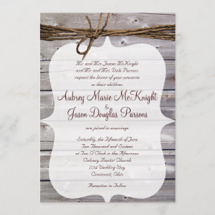 Invitations en bois de mariage de ficelle de