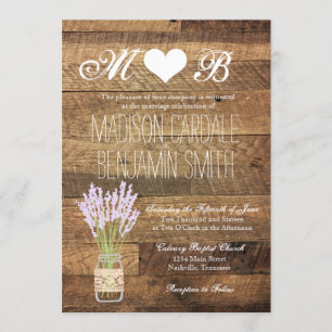 Invitations en bois de mariage de grange de