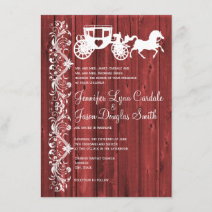 Invitations en bois de mariage de grange de cheval