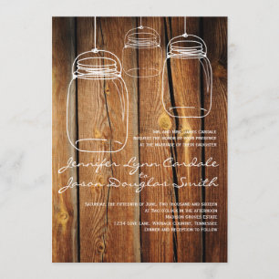 Invitations en bois de mariage de grange de pays
