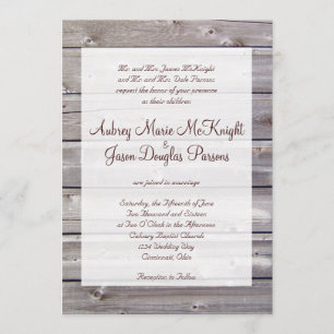 Invitations en bois de mariage de grange rustique