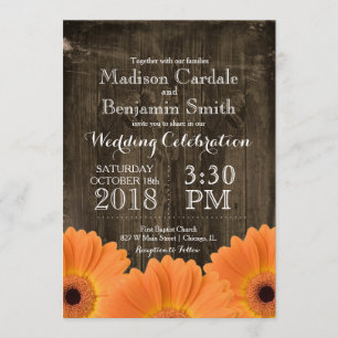 Invitations en bois rustiques de mariage de
