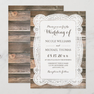 Invitations en bois rustiques de mariage de