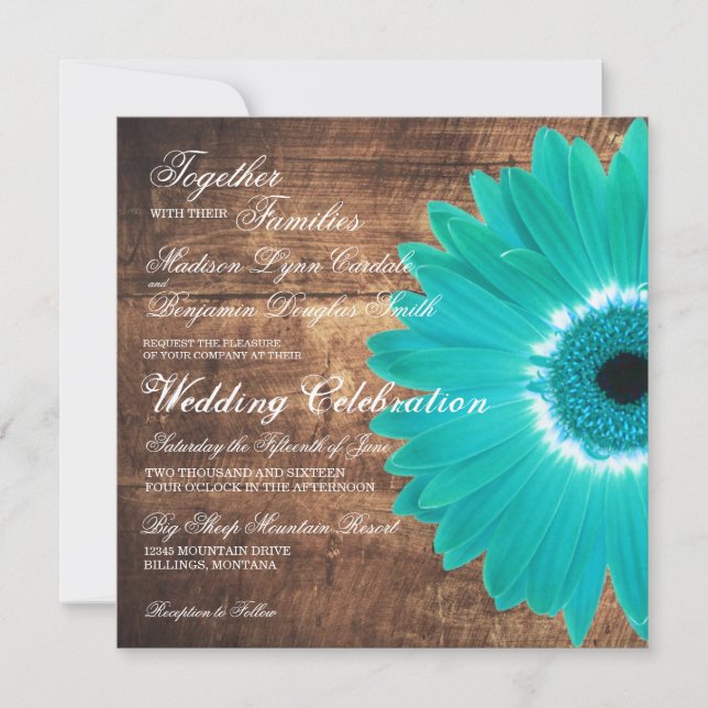 Invitations en bois rustiques de mariage de (Devant)