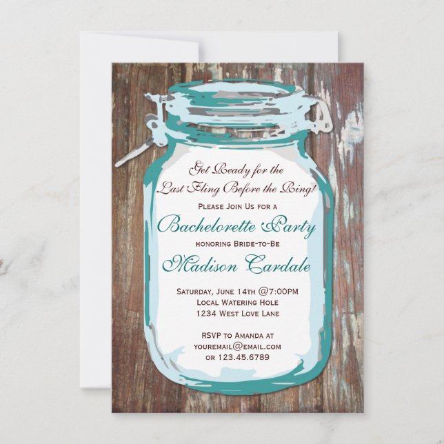 Invitations en bois rustiques de partie de (Devant)