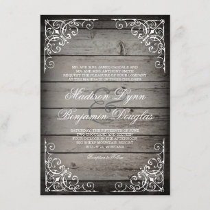 Invitations en bois rustiques vintages de mariage