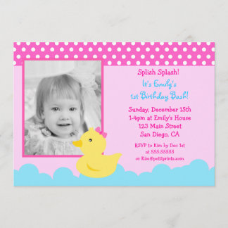 Invitations en caoutchouc d'anniversaire de canard