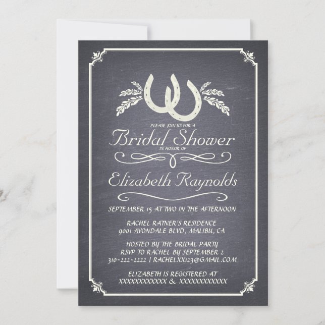 Invitations en fer à cheval de Fête de la mariée (Devant)