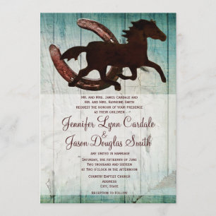 Invitations en fer à cheval de mariage campagnard