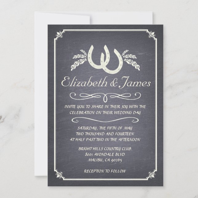Invitations en fer à cheval de mariage de pays (Devant)