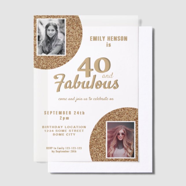 Invitations En Vélin 40 et Fabulous Gold Parties scintillant 2 Photo 40 (Compenser)