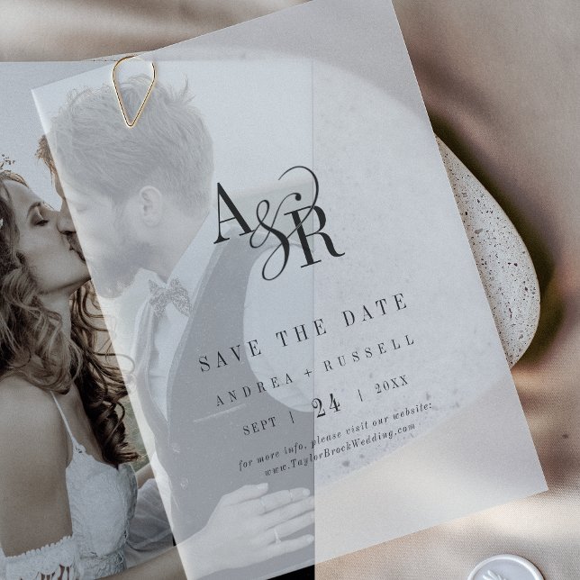 Invitations En Vélin ANDREA Mariage moderne simple Enregistrer la date (ANDREA Simple Modern Wedding Save the Date Vellum Invitations)