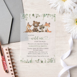 Invitations En Vélin Animaux des Bois, Forêt, Sauvageon, Baby Shower
