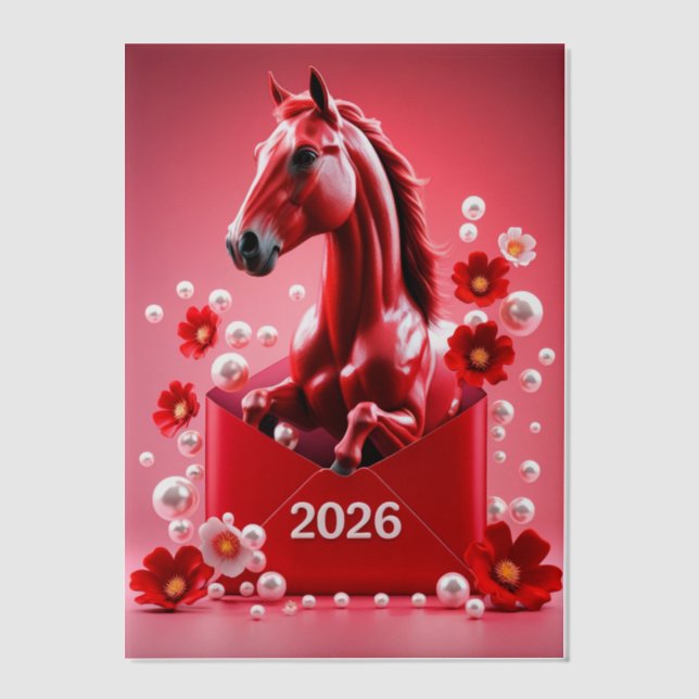 Invitations En Vélin Année du cheval 2026 (Recto)