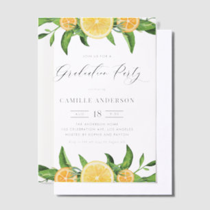 Invitations En Vélin Aquarelle Citrons et Oranges Graduation Party