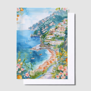 Invitations En Vélin Aquarelle Côte Amalfi Méditerranée Italienne