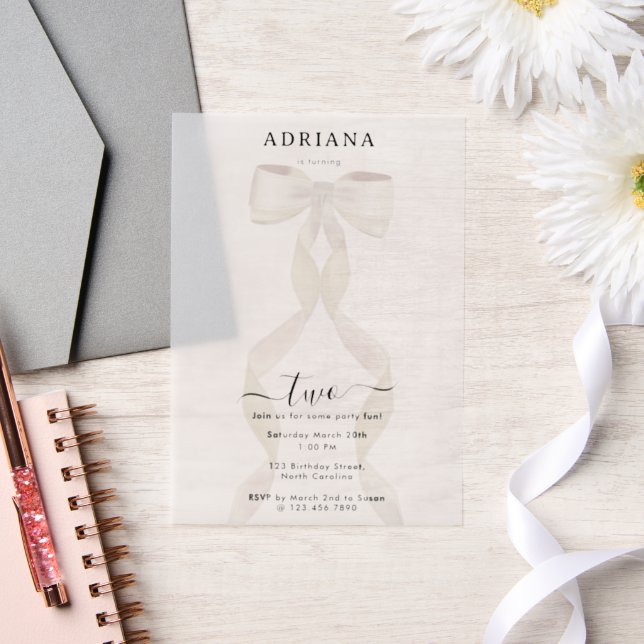 Invitations En Vélin Aquarelle fantaisie Bow blanc Formel Anniversaire (Mariage)