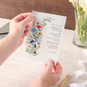 Invitations En Vélin Aquarelle Fleur sauvage Rustique Chic Garden Maria