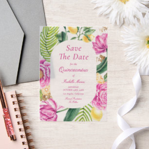 Invitations En Vélin Aquarelle Floral Pies Roses Tulipes Quinceañera