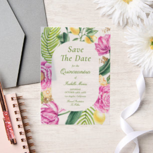 Invitations En Vélin Aquarelle Florale Roses Pivoines Tulipes Quinceañe