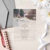 Aquarelle Hiver Mariage paysage neige