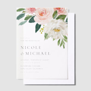 Invitations En Vélin Aquarelle Jolie Fleurs de Jardin Mariage de printe