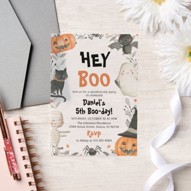 Invitations En Vélin Aquarelle mignonne Halloween Spooktacular Annivers (Mariage)