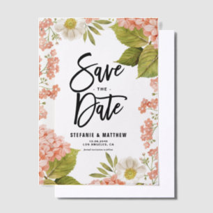 Invitations En Vélin Aquarelle Pêche Hydrangea Floral Enregistrer La Da