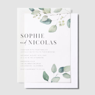 Invitations En Vélin Aquarelle Sage vert Eucalyptus Mariage